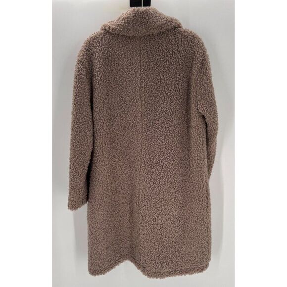 Lush Womens Mocha Brown Jacket Faux Shearling L Soft 100% Polyester Long Sleeve - Picture 3 of 5